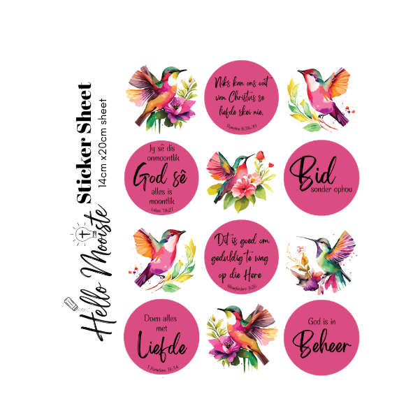 Voeltjies Bible Journaling - Sticker Sheet - Hummingbirds