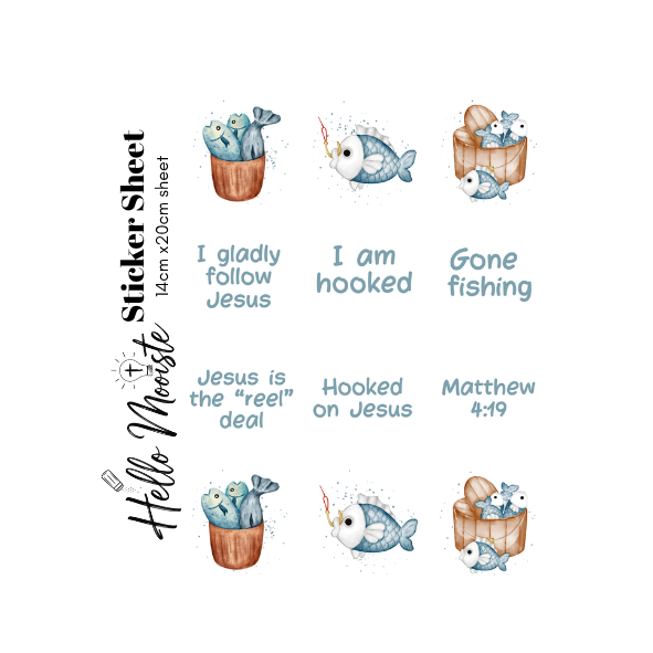I am hooked Bible Journaling - Sticker Sheet - I am hooked