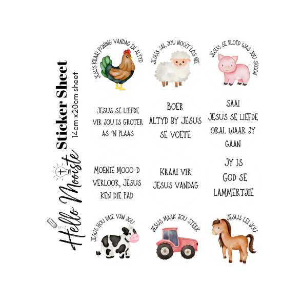Plaas Lunchbox - Sticker Sheet - Op die plaas
