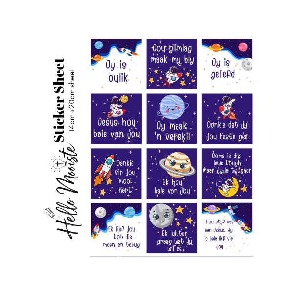 Ruimte Lunchbox - Sticker Sheet - Ruimte