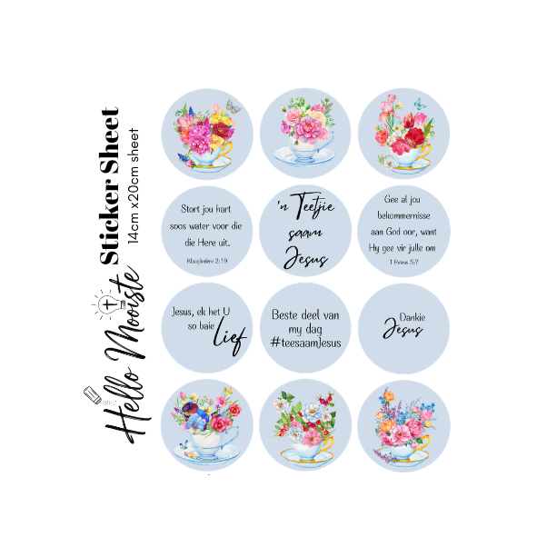 Bible Journaling - Sticker Sheet - 'n Teetjie saam Jesus