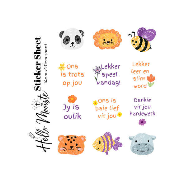 Teken prentjies Lunchbox - Sticker Sheet - Kryte