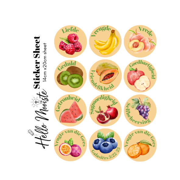 Bible Journaling - Sticker Sheet - Vrugte van die Gees